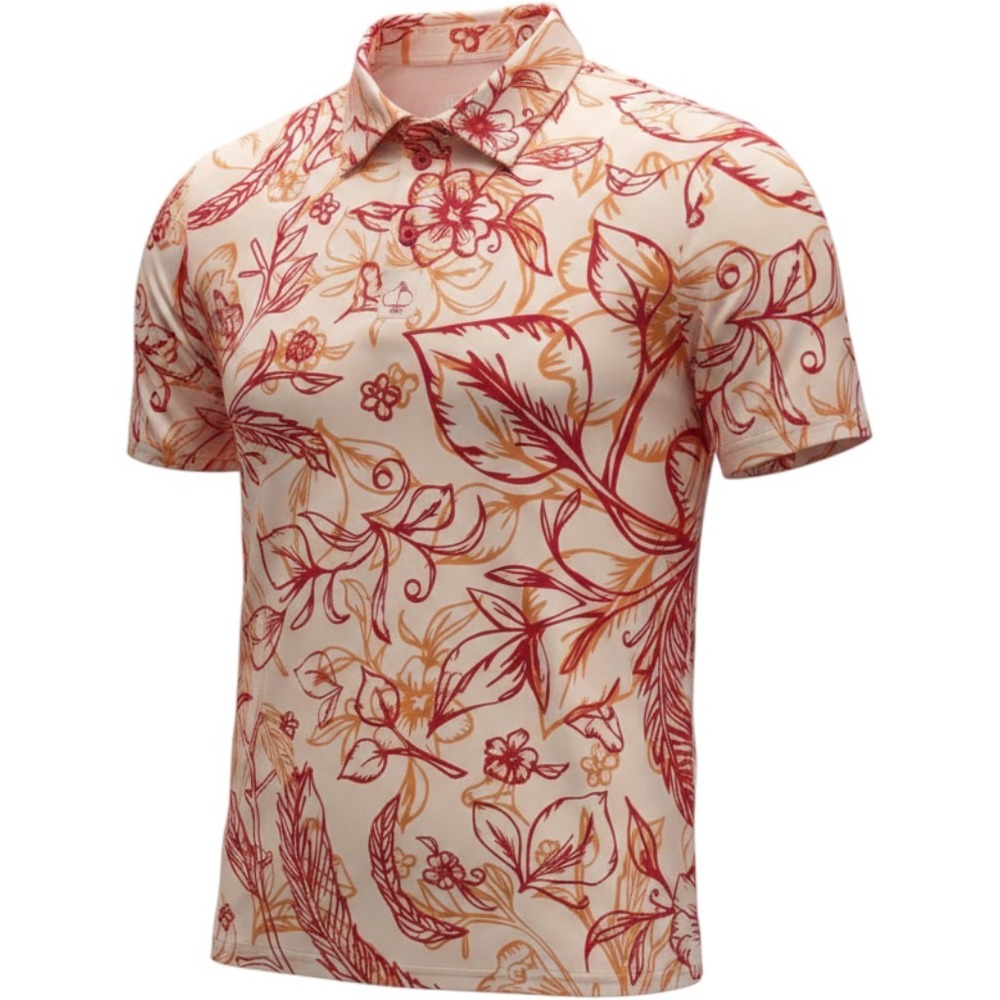 Pine & Bass Floral Print Polo Shirt - Red & Cream